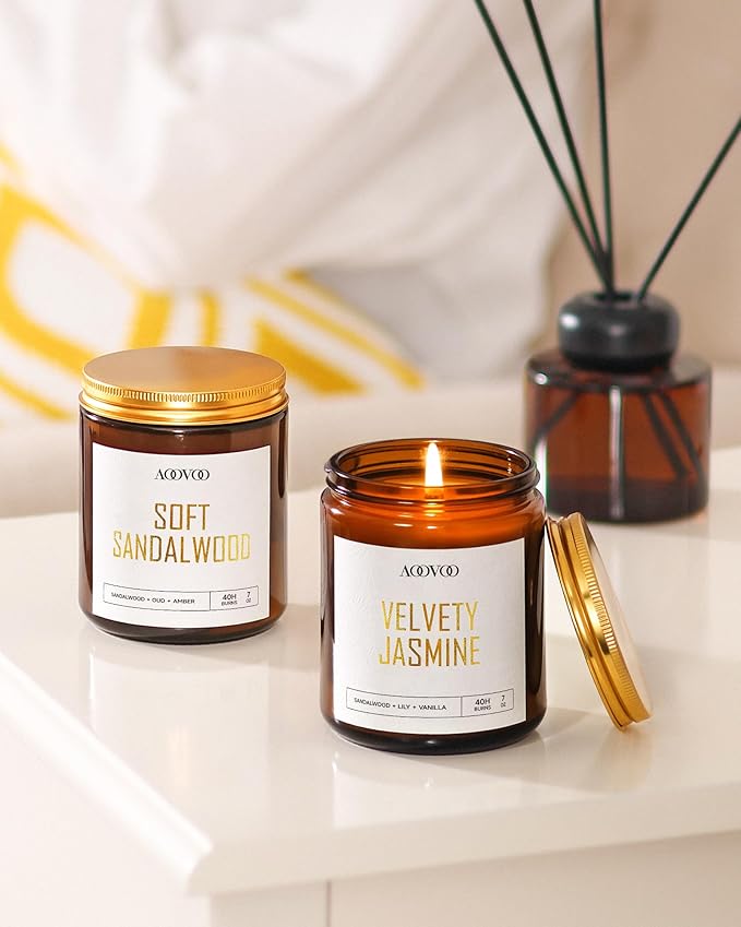 AOOVOO Candle Set - 4PC Scented Candles, 28 oz Soy Candles, Soy Candle for Home Scented, Lavender/Sandalwood/Jasmine/Sage - Bloomnest