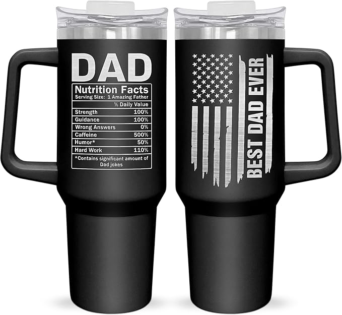 TEEZWONDER Father's Day Gifts for Dad from Daughter Son - Insulated 40 oz Tumbler with Straw and Handle - Fathers Day Birthday Gifts for Dad from Kids, Mens Birthday Gift Ideas - Bloomnest