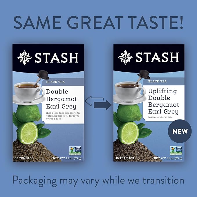 Stash Tea Double Bergamot Earl Grey Black Tea - Caffeinated, Non-GMO Project Verified Premium Tea with No Artificial Ingredients, 18 Count (Pack of 6) - 108 Bags Total - Bloomnest