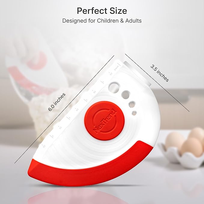 Nextrend BakerScraper – 5-in-1 Flexible Bowl Scraper, Bench Scraper and Dough Scraper with Stainless Steel Edge, Ruler & Herb Stripper – BPA Free, Dishwasher Safe - Red - Bloomnest