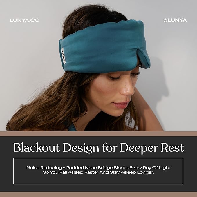 Silk Sleep Mask for Women - Mulberry Silk Eye Mask for Sleeping - Breathable, Washable, Light-Blocking – Piquant Teal, S - Bloomnest