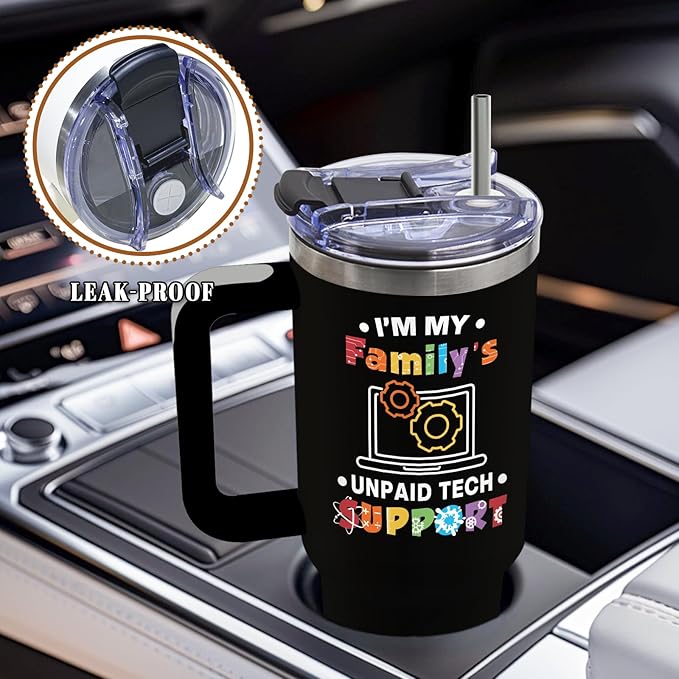 DUUV Funny 40 Oz Tumbler, I'm My Family's Unpaid Tech Support Cup, Computer Gifts for IT Guy Programmer Geek Nerd, Birthday Christmas Gifts for Computer Engineer Men, 1PCS - Bloomnest