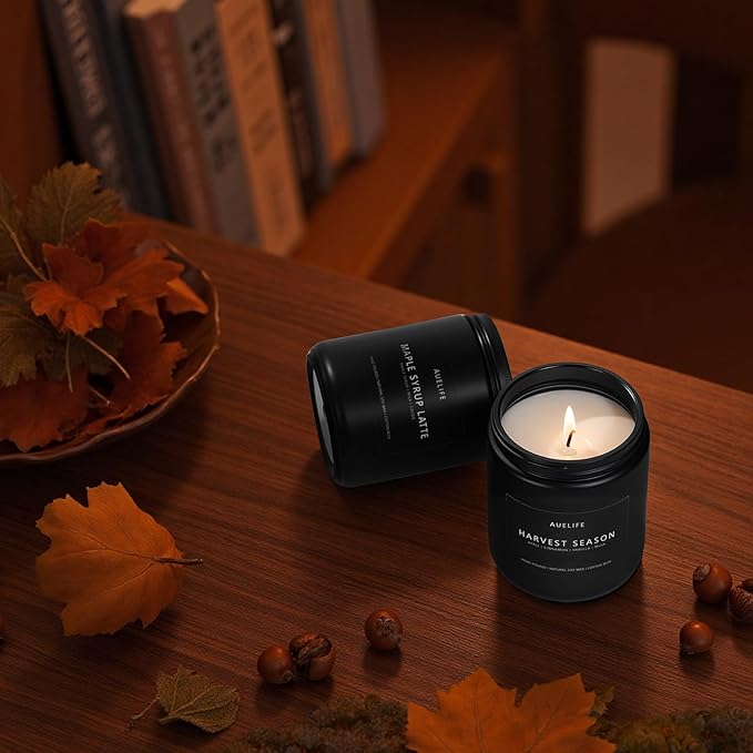 Fall Candles, 4 Pack Soy Candles Set - Autumn Scents of Vanilla Pumpkin, Cinnamon Apple, Harvest Season, Maple Syrup Latte, Aromatherapy Fall Gifts for Men & Women, Thanksgiving Home Decor - Bloomnest