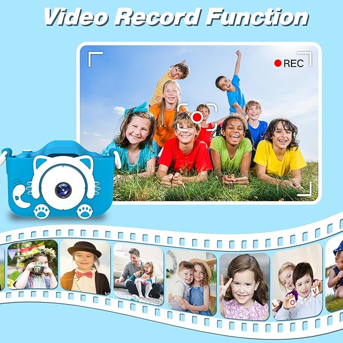 Goopow Kids Camera Toys for 3-8 Year Old Girls Boys,Children Digital Video Camcorder Camera with Cartoon Soft Cover, Best Chritmas Birthday Festival Gift for Kids - 32G SD Card Included - Bloomnest