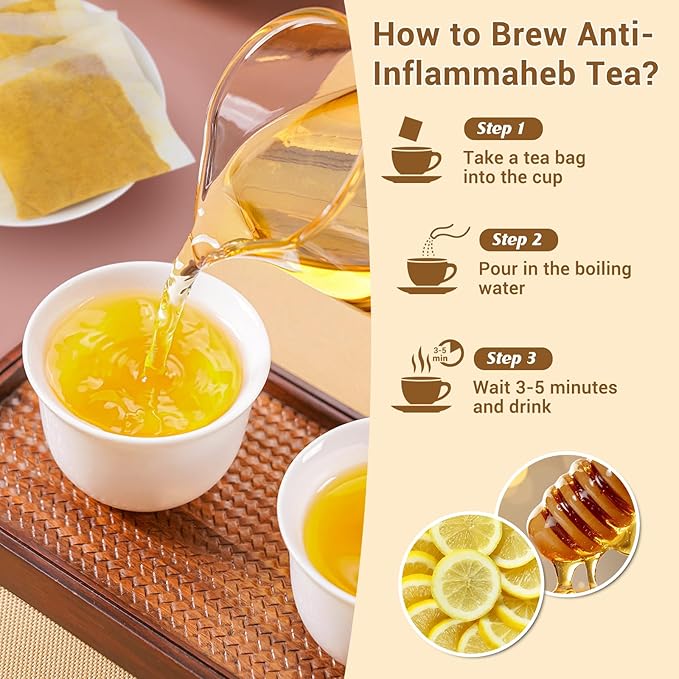 Anti-Inflammaheb Tea, 100% Natural Inflammation Tea from Premium Turmeric, Ginger, Cinnamon, Cardamom, Cumin, Coriander Seeds Herbal Ingredients, Supports Antioxidant, Boost Immunity (1 Pack/60 Bags） - Bloomnest