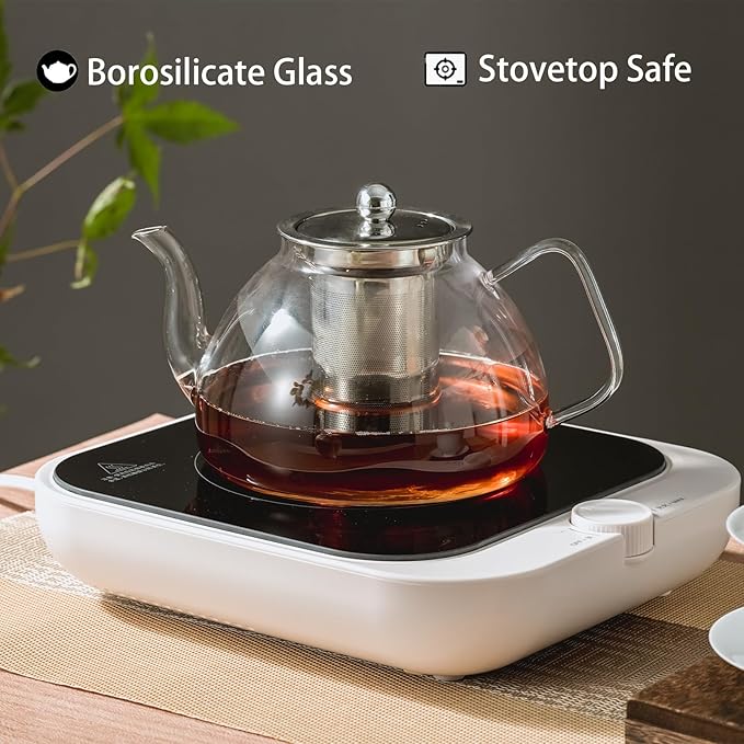 1200 ml/40 oz Glass Teapot with Infuser, Glass Tea Kettle Stovetop，Tea Pot with Infusers for Loose Tea, Tea Maker Gift - Bloomnest