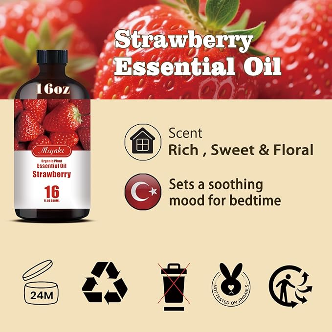 Strawberry Fragrance Oil-Strawberry Essential Oil 16.33oz (490ml)-100% Pure Natural Scent for Diffusers, Candles, Soap Making & Aromatherapy-Relaxing Home & Gift Essential Oil for Bath, Massage - Bloomnest