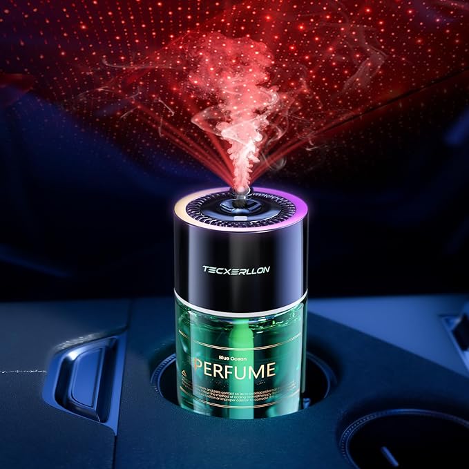 Smart Car Air Freshener, Car Diffuser With Star Light & 120ml Perfume, 4 Scent Modes, Auto On/Off, Rechargeable, Long Lasting Car Air Freshener for Cars, Homes, Offices, Bedrooms-Ocean - Bloomnest