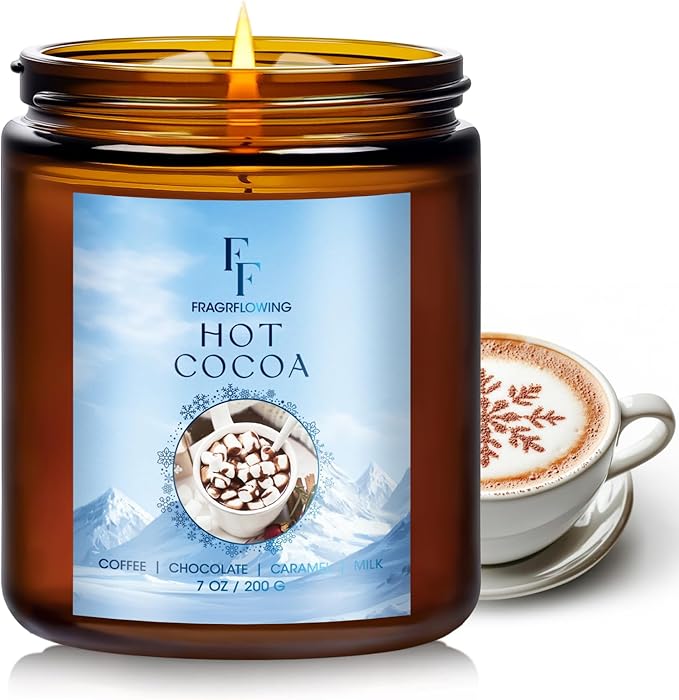 Winter Candle, Hot Cocoa Scented Candles for Home, Holiday Candles Natural Soy Candle, Aromatherapy Candle 7 oz Jar Candles Winter Gifts for Women Men - Bloomnest