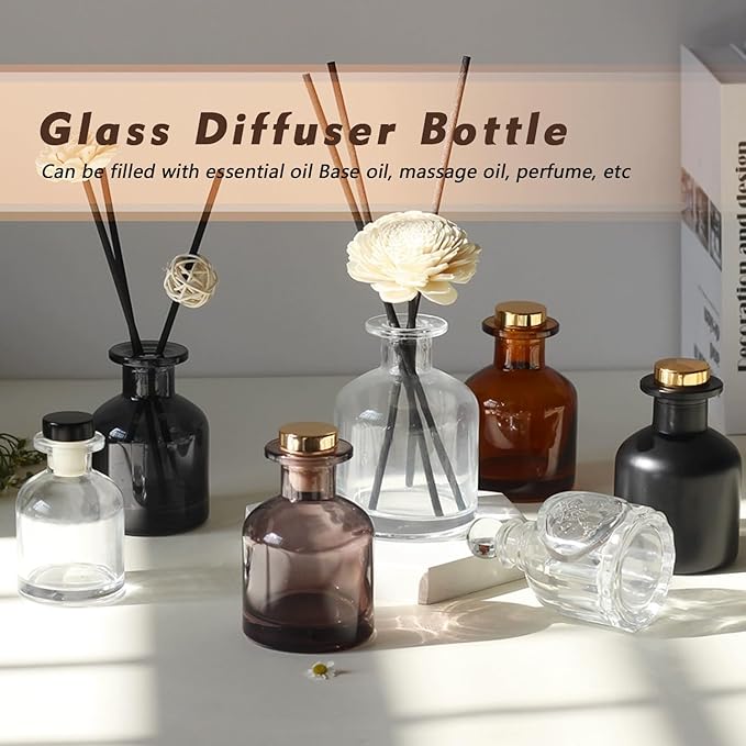 Brown 150ml/5oz Glass Diffuser Bottle, Aromatherapy Storage Container, Fragrance Accessories, DIY Replacement Diffuser Sets Bloomnest