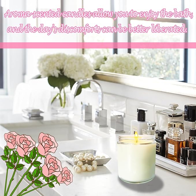 12 Pcs 8 Oz Bulk White Soy Candles,Rose Scented Candles Set,Bulk Aromatherapy Candle,Great Stress Relieving Scented Candle for Girls as a Gift for Birthdays, Weddings and More! - Bloomnest