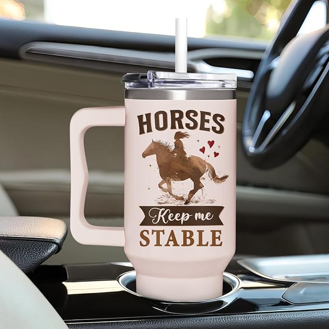 Horse Gifts For Women - Mothers Day, Birthday, Christmas Gifts For Horses Riding Lovers, Owners - Horse 40Oz Tumbler With Handle & Straw - Bloomnest