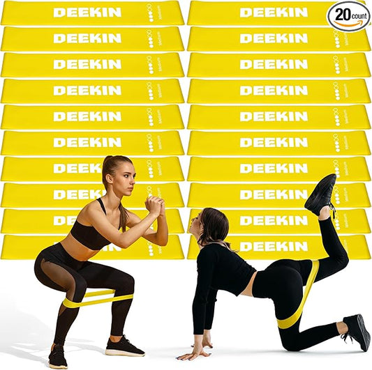 Deekin 20 Pcs Resistance Bands Resistance Loop Exercise Bands Exercise Equipment Elastic Drap Ring for Women and Men Home Fitness, Gym, Yoga - Bloomnest