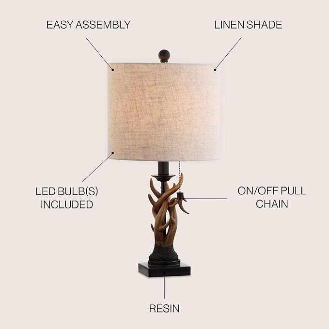 Jonathan Y JYL1031A Gaston 20.5" Resin Mini LED Table Lamp, Farmhouse, Traditional, Cottage, Rustic, Office, Living Room, Family Room, Dining Room, Bedroom, Hallway, Foyer, Brown - Bloomnest