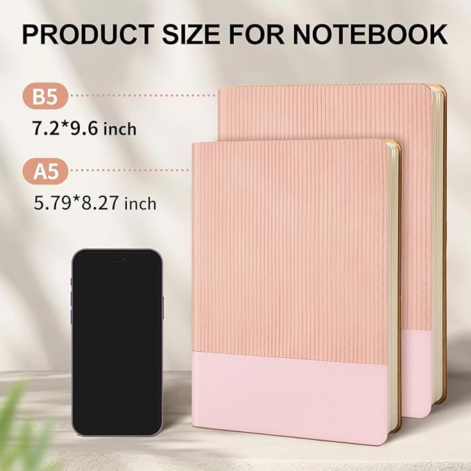 Lined Journal Notebook for Work College Ruled Note Book 5.79"x8.27" A5 PU Leather Daily Journaling 216 Pages for Women Men Writing Home School Supplies Business (Pink) - Bloomnest