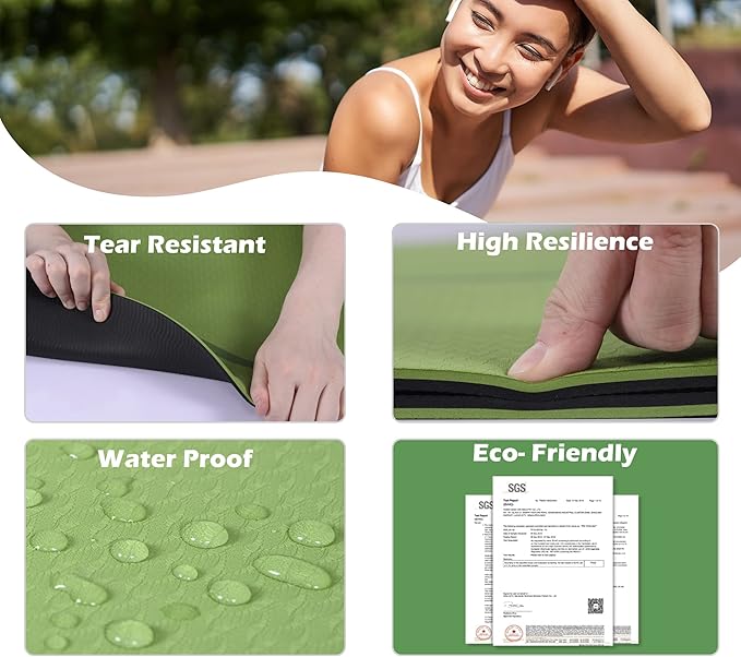 UMINEUX Yoga Mat Extra Thick 1/3'' & 2/5" Non Slip Yoga Mats for Women Eco Friendly TPE Fitness Exercise Mat with Carrying Sling & Storage Bag - Bloomnest