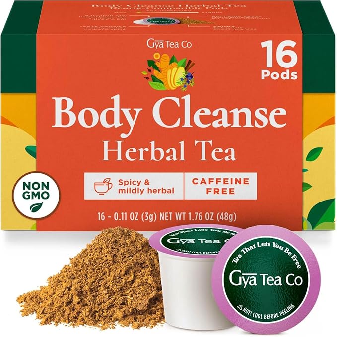 Gya Tea Co Body Cleanse Herbal Tea K Pods (16 ct) - Decaf Tea Pods Colon Cleanse Tea for Bloating & Constipation Relief - Gut Cleanse Oil Cleansing Tea Digestion Tea Gifts for All Day Wellness - Bloomnest