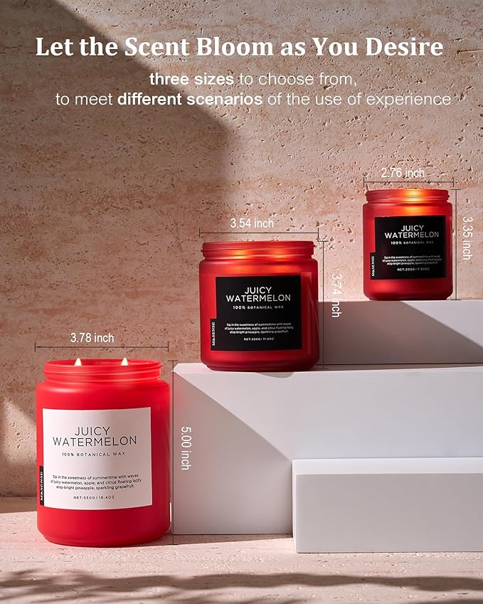 M&SENSE Juicy Watermelon Scented Candle, 19.4oz 110 Hours Clean Non Toxic Natural Soy Wax Long Lasting Candle for Women Men, 2 Wick Fruit Scent Home Fragrance Home Decor for Housewarming Gifts - Bloomnest