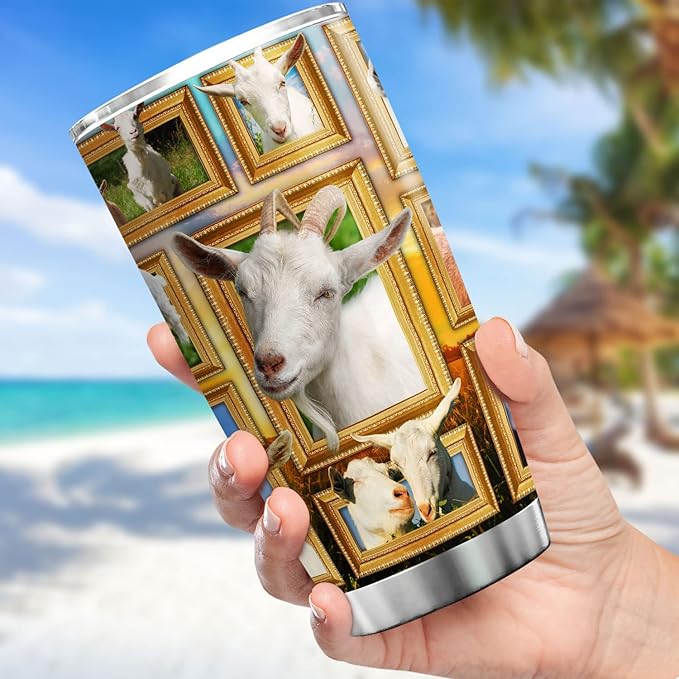 Goats Tumbler Alpine Goats Funny Farm Animal Print Travel Cup With Lid 20 Oz Stainless Steel Tumblers With Christmas Gift Ideas Birthday Present Funny Things For Men - Bloomnest