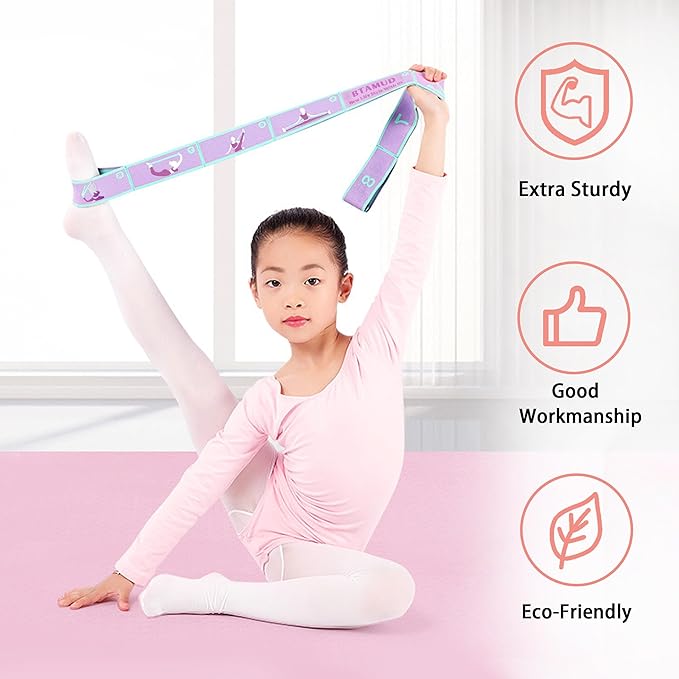 2 PCS Stretch Strap for Kids Dance Elastic Band for Children Gymnastics Stretching Strap Kids Stretching Bands Multi-Loop Adjustable Exercise Bands Stretching Resistance Ballet Bands -8 Loops - Bloomnest