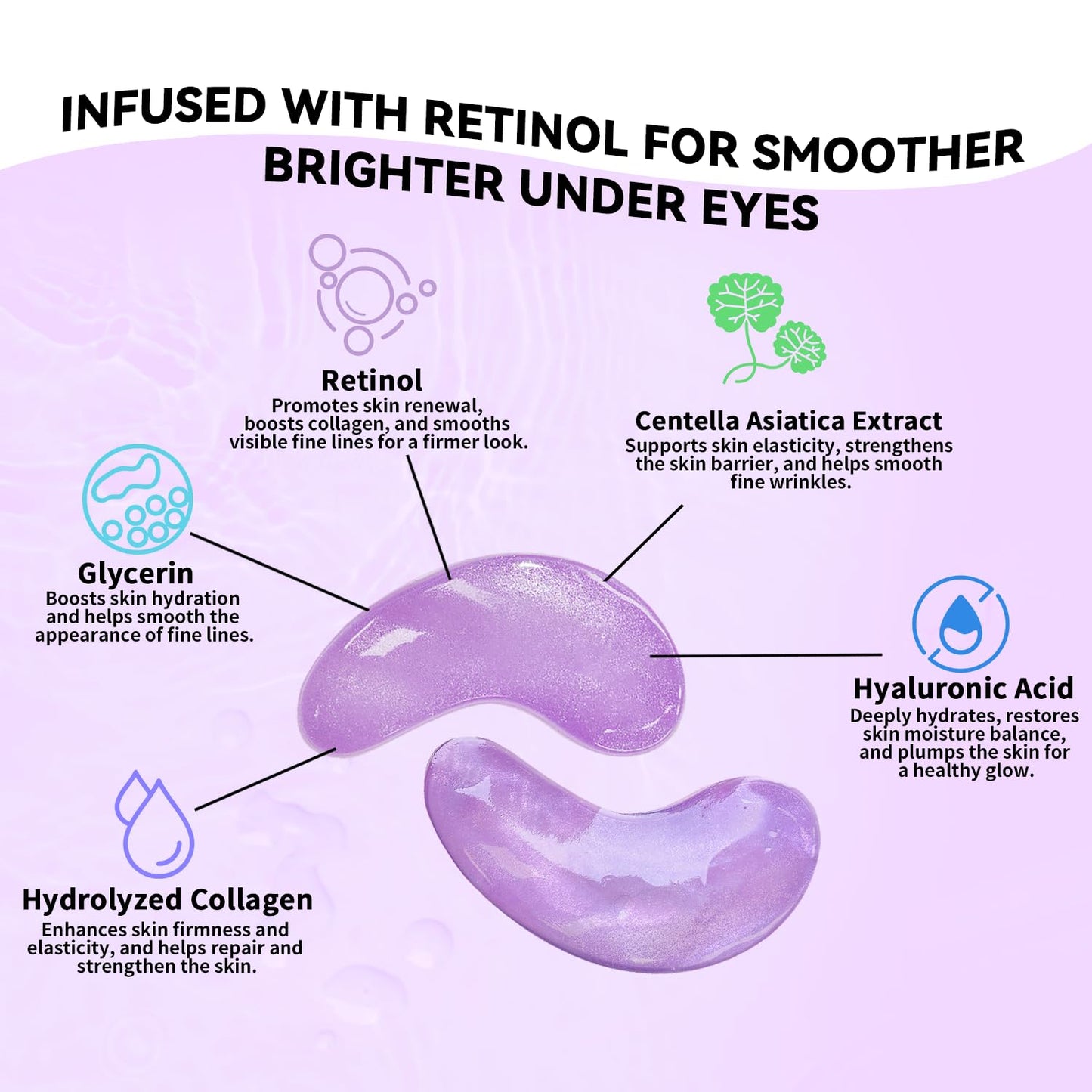 Retinol Under Eye Patches (24 Pairs), Purple Eye Masks for Dark Circles, Puffy Eyes & Wrinkles, Firming Collagen Eye Patches, Vegan Cruelty-Free Skincare Gifts for Her