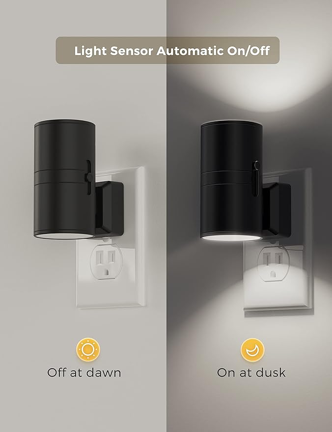 L LOHAS LED Bright Night Light, Night Lights Plug into Wall, 5000K Daylight White, Dimmable Nightlight Plug in with Light Sensor, Decorative LED Nightlights for Hallway Bathroom Kitchen, 2 Pack - Bloomnest