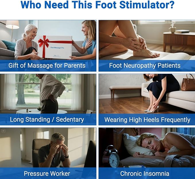 Foot Stimulator for Neuropathy Pro, EMS Foot Massager for Neuropathy with 8 TENS Pad, Feet Nerve Muscle Massager for Pain Relief, Blood Circulation, Plantar Fasciitis, 99 Intensities - Bloomnest