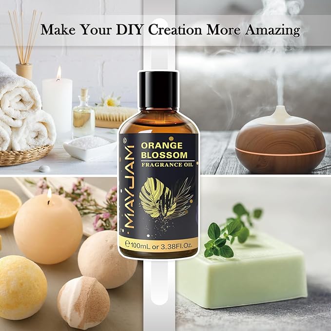 MAYJAM 100ML/3.38FL.OZ Orange Blossom Fragrance Oils with Glass Dropper, Essential Oils for Diffusers for Home, Long Lasting Scented Oils for Diffusers Soap Candle Making - Bloomnest