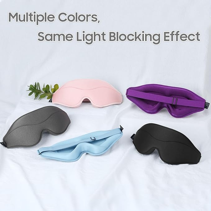 Sleep Mask - Total Blackout 3D Sleeping Mask, Super Lightweight & Silky Soft Eye Mask for Sleeping, Fully Adjustable Fit for Home, Office, Traveling, Meditation, Yoga, Light Blue - Bloomnest