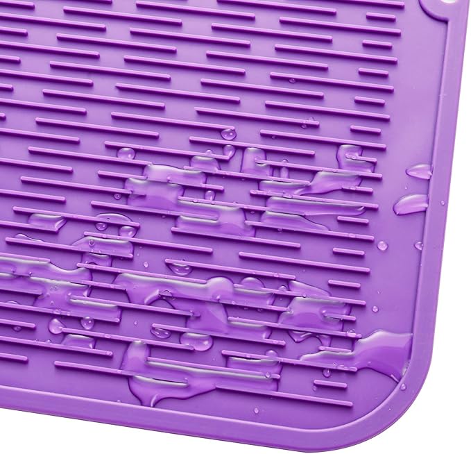 Silicone Dish Drying Mat for Multiple Usage,Easy clean,Eco-friendly,Heat-resistant Silicone Mat for Kitchen Counter or Sink,Refrigerator or Drawer Liner Purple 4XL 32 inches x 18 inches - Bloomnest