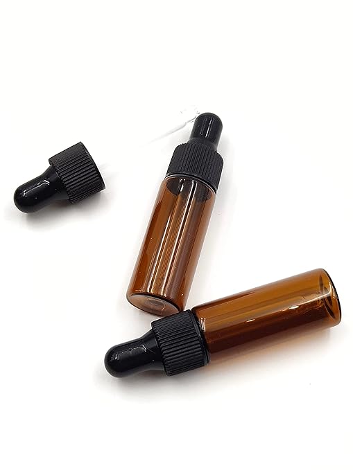 15Packs 5ml Tiny Amber Glass Mini Dropper Bottles for Essential Oils, Cosmetics, and Liquid Small Empty Travel Sample Vials with Dropper and Black Caps