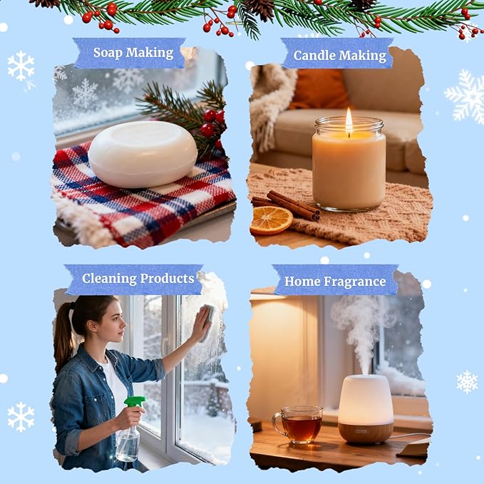 Fragrance Oil Holiday Set, Aromtopia Essential Oils for Candle Soap Making, 6x10ml, Diffuser Oils Scents, Winter Fragrance Oils, Christmas Tree, Coffee Chocolate, Black Cherry, More - Bloomnest