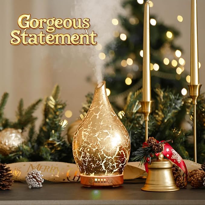 Porseme Essential Oil Diffuser Glass Aromatherapy Ultrasonic Humidifier, Air Refresh Auto Shut-Off, Timer Setting, BPA Free for Home Hotel Yoga Leisure SPA Gift 150ml Last 6H - Bloomnest