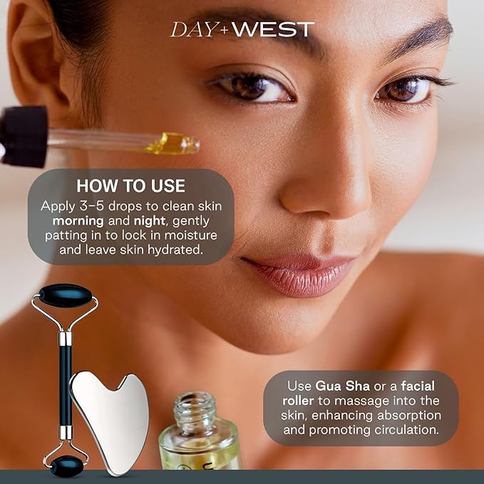 Hydrating Face Oil for Women, 30ml Rosehip and Squalane Oil for Face for Smooth and Sensitive Skin, Moisturizing and Hydrating Vitamin C, Natural Oils, Essential Oils for Skin Care and Gua Sha Use - Bloomnest