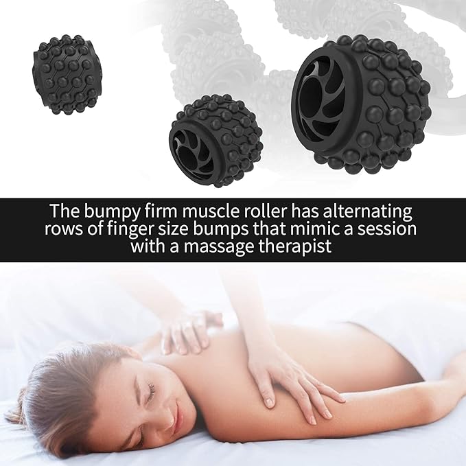 Cellulite Massage Tool Muscle Roller - Deep Fascia Massager & Dimpled Skin Remover for Legs, Thighs & Buttocks - Anti-Cellulite Roller, Smooth Skin, Pain Relief（Black - 6 Wheel） - Bloomnest