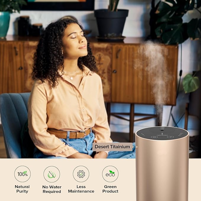 Airversa Waterless Essential Oil Diffuser Starter Kit with 30mL Sandal Lux Fragrance Oil for Car Home Office,Premium Aluminum Housing, Up to 600 sq ft, Aroma Nebulizer Baterry Operated, ADX Kit Black - Bloomnest