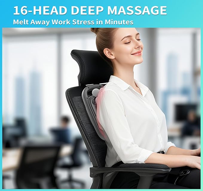 16 Head Massage Gun, Deep Tissue Percussion Massager with 99 Intensity Levels for Neck, Back, Shoulders, Legs Pain Relief & Recovery - Bloomnest