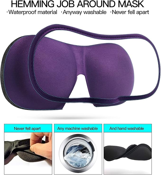 3D Eye mask for Sleeping,Machine Washable, Sleep Mask for Women, Blinder Blindfold Airplane(Black+red) - Bloomnest