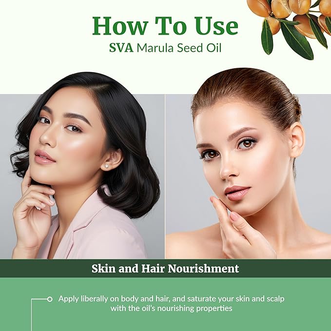 SVA Organic Marula Seed Oil - 4 Fl Oz - 100% Natural Cold Pressed Virgin Marula Oil Organic - for Face, Skin Care, Hair Care, Scalp Massage & Body Massage – Unrefined Carrier Oil with Dropper - Bloomnest