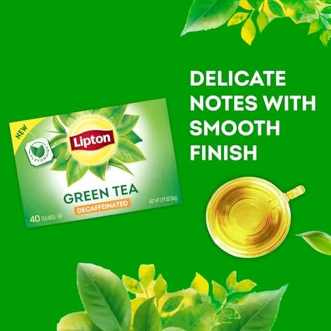 Lipton Decaf Green Tea Bags, Unsweetened Iced or Hot Tea Bags, 240 Total Tea Bags (40ct - Pack of 6) - Bloomnest