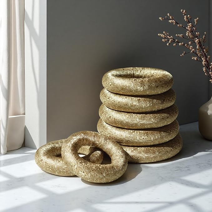 7 Pcs Singing Bowl Cushion Set for 6-12" Tibetan Singing Bowls, Handmade Silk Brocade Round Cushion Pillow for Meditation Sound Healing and Crystal Sound Bowls Accessories(Brown) - Bloomnest