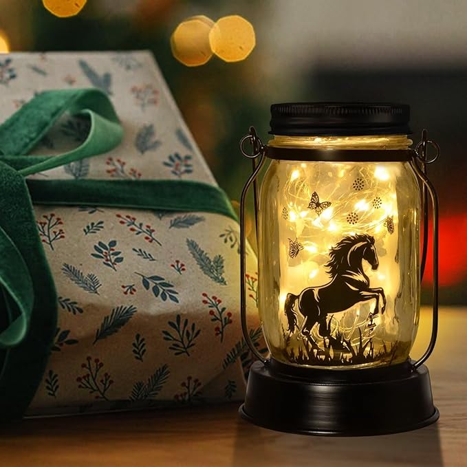 Horse Gifts for Women/Men Horse Lovers Solar Lantern Mom Birthday, Mothers Day, Christmas Gifts, Solar Garden Decoration Outside for Yard, Patio,Backyard,Porch - Bloomnest