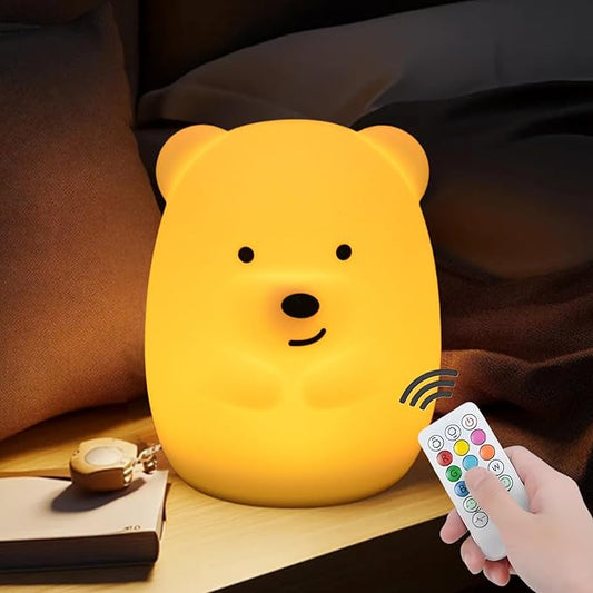 Large Size Bear Night Lights for Kids, Decorative Led Soft NightLight, 9 Color Modes Animal Decor Lamp for Girls, Cute Small Lamps for Bedrooms, Room Desk Decor Holiday Gift - Large - Bloomnest