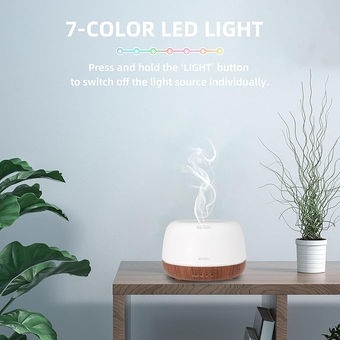300ML Essential Oil Diffuser, Mini Aromatherapy Diffuser with Remote Control, 7 Color Changing LED Light, 4 Timer for Bedroom, Room, Office - Bloomnest