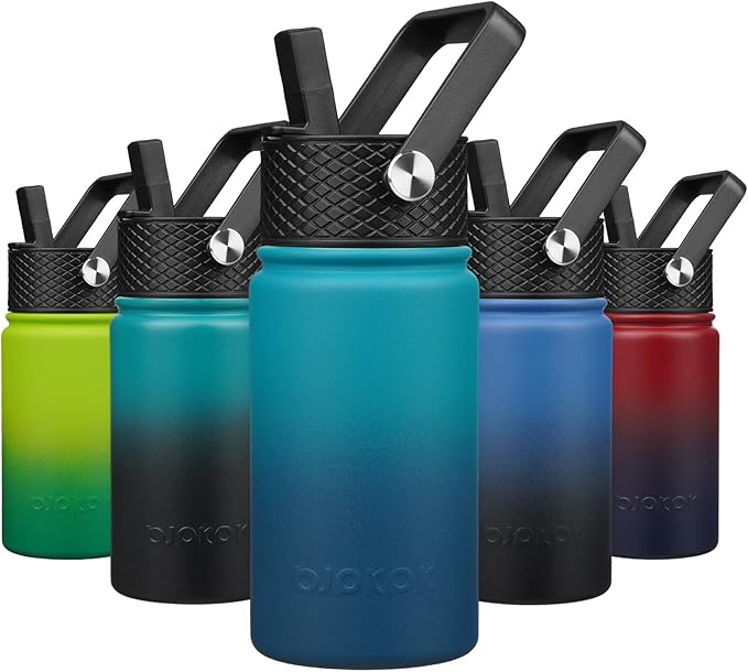 BJPKPK Insulated Water Bottle with Straw Lid, 15oz Cute Water Bottles, Stainless Steel Metal Thermo, Reusable BPA Free Leak Proof Tumblers, Cups,Vast - Bloomnest