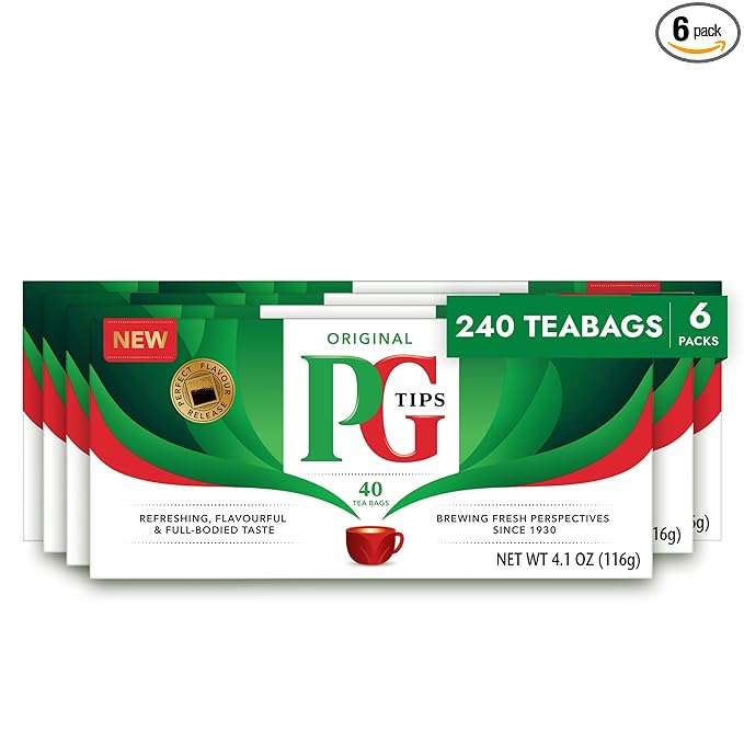 PG Tips Premium Black Tea For a Classic Caffeinated Beverage, Black Tea Bags, 240 Total Bags (40 Count - Pack of 6) - Bloomnest
