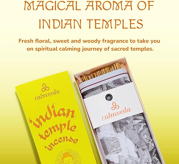 Spiritual Indian Temple Incense Sticks - 80 Charcoal Free Incense Sticks, Made from Upcycled Flowers | Inspired by Siddhivinayak Temple (Mumbai) | Spiritual Incense to add Calmness