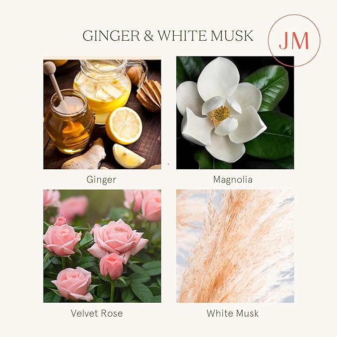 LA JOLIE MUSE Ginger & White Musk Candle | Ginger, Lemongrass & Musk | 19 oz Wooden Wick | Natural Soy Wax | 90 Hours Clean Burn | Gift-Ready for Hosts & Gathering| Seasonal Home Décor - Bloomnest