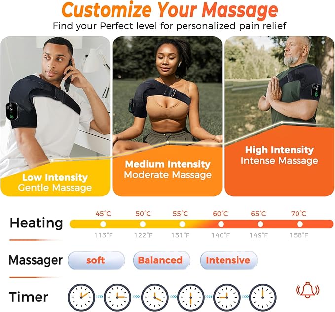 Shoulder Massage with Heating Pad, Cordless Heated Wrap with Vibration, Electric Brace for Shoulder Comfort and Neck Relaxation, Gift for Men and Women - Bloomnest