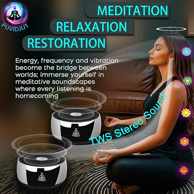 Sound Frequency Instruments, Meditation Tone TWS Machine- Solfeggio Bath Device for Yoga, Mindfulness, Singing Therapy System of Chakra Relaxation and Stress 5 Tones, 3 Timer Modes PUVIDJUTMEDITATIONMACHINE